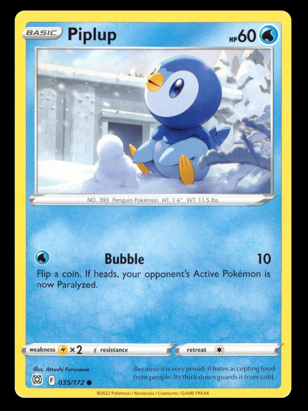 POKEMON CARD TCG - Piplup - Brilliant Stars - Common - 035/172